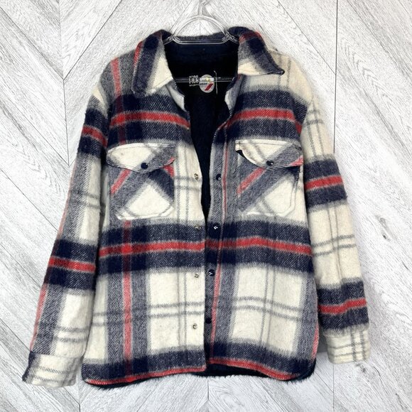 Vintage 70's Jacket Shacket Mens Size Medium Plaid Snap Front Retro Hipster - Picture 9 of 9